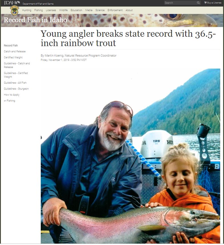 new idaho state rainbow record