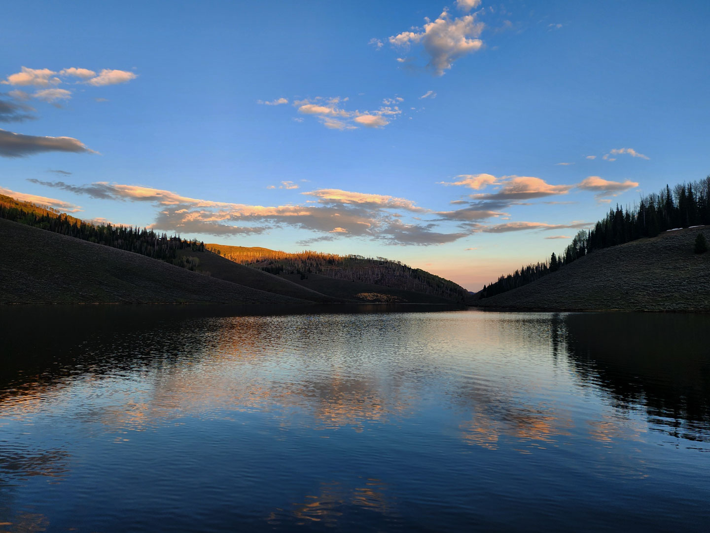 electric lake sunset